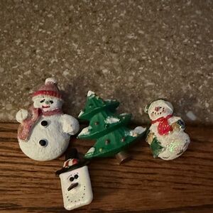 Festive Snowman and Christmas Tree pins